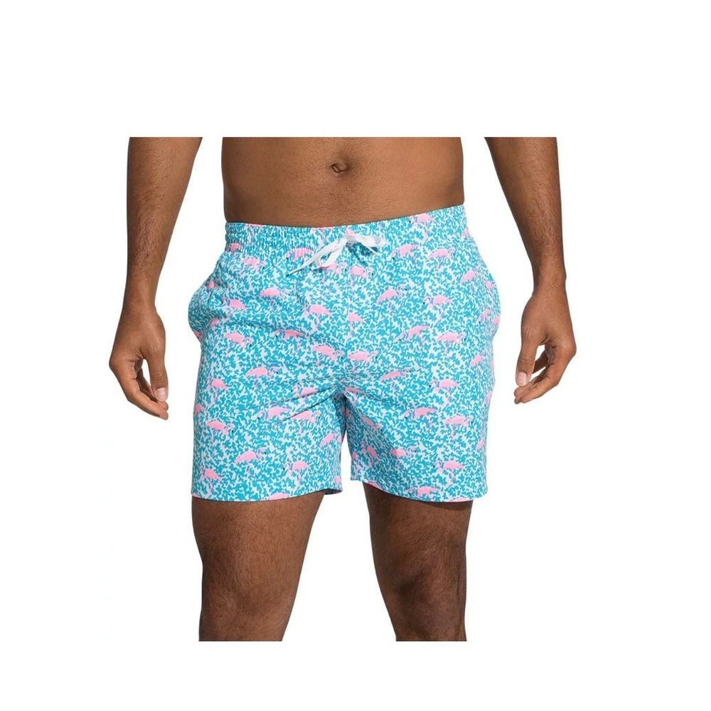Chubbies Mens "Dimingos Flamingo" Swim Trunks Blue Pink 5.5 Stretch Inseam Small